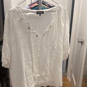 DKNY White Blouse with Eyelet Detail